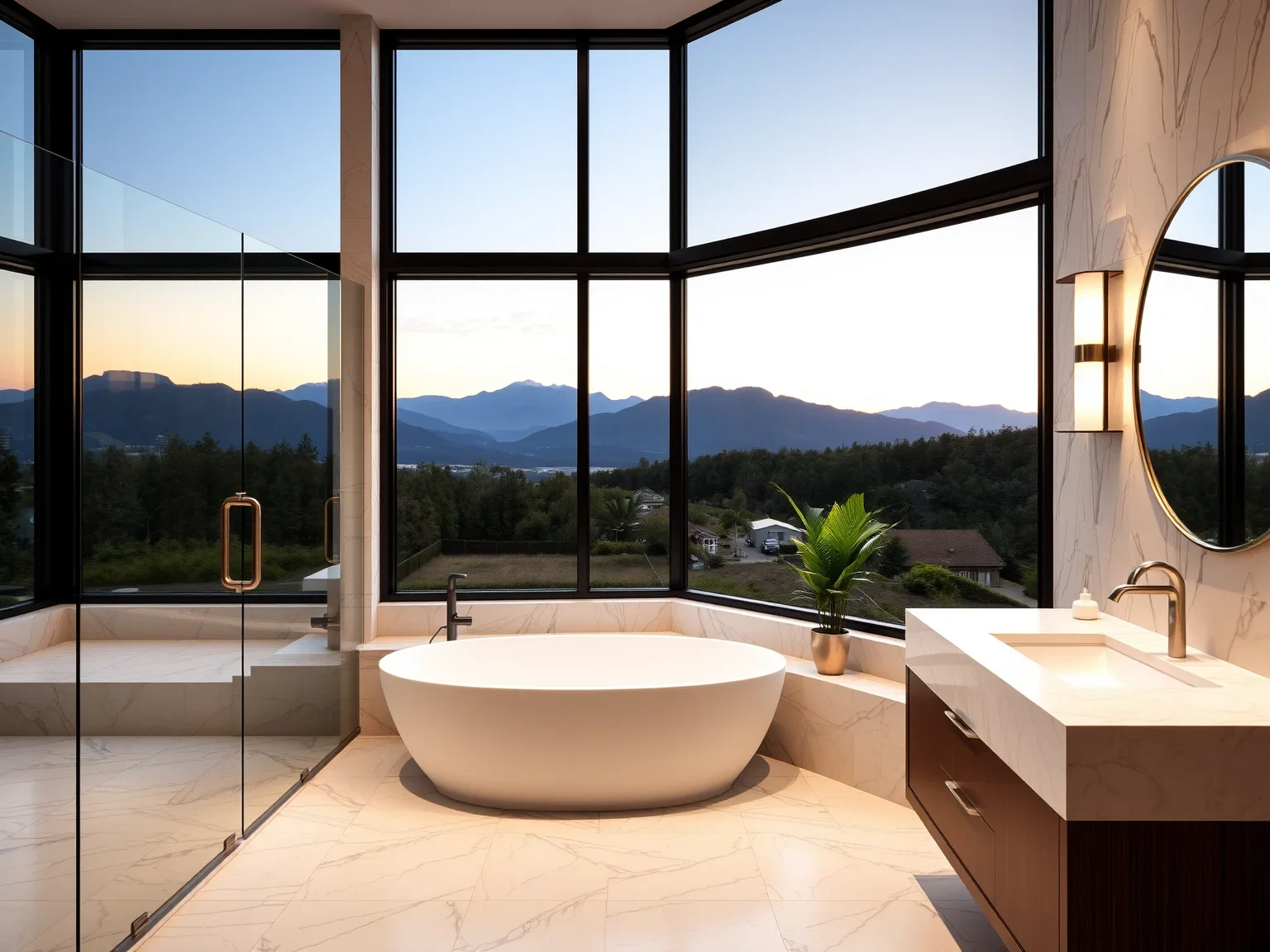 Bathroom remodel with soaking tub and glass shower